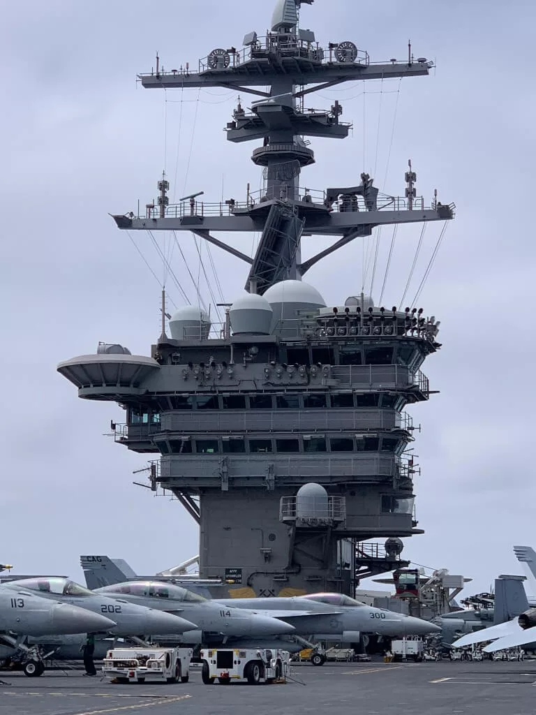 deck and Island House of the USS Theodore Roosevelt